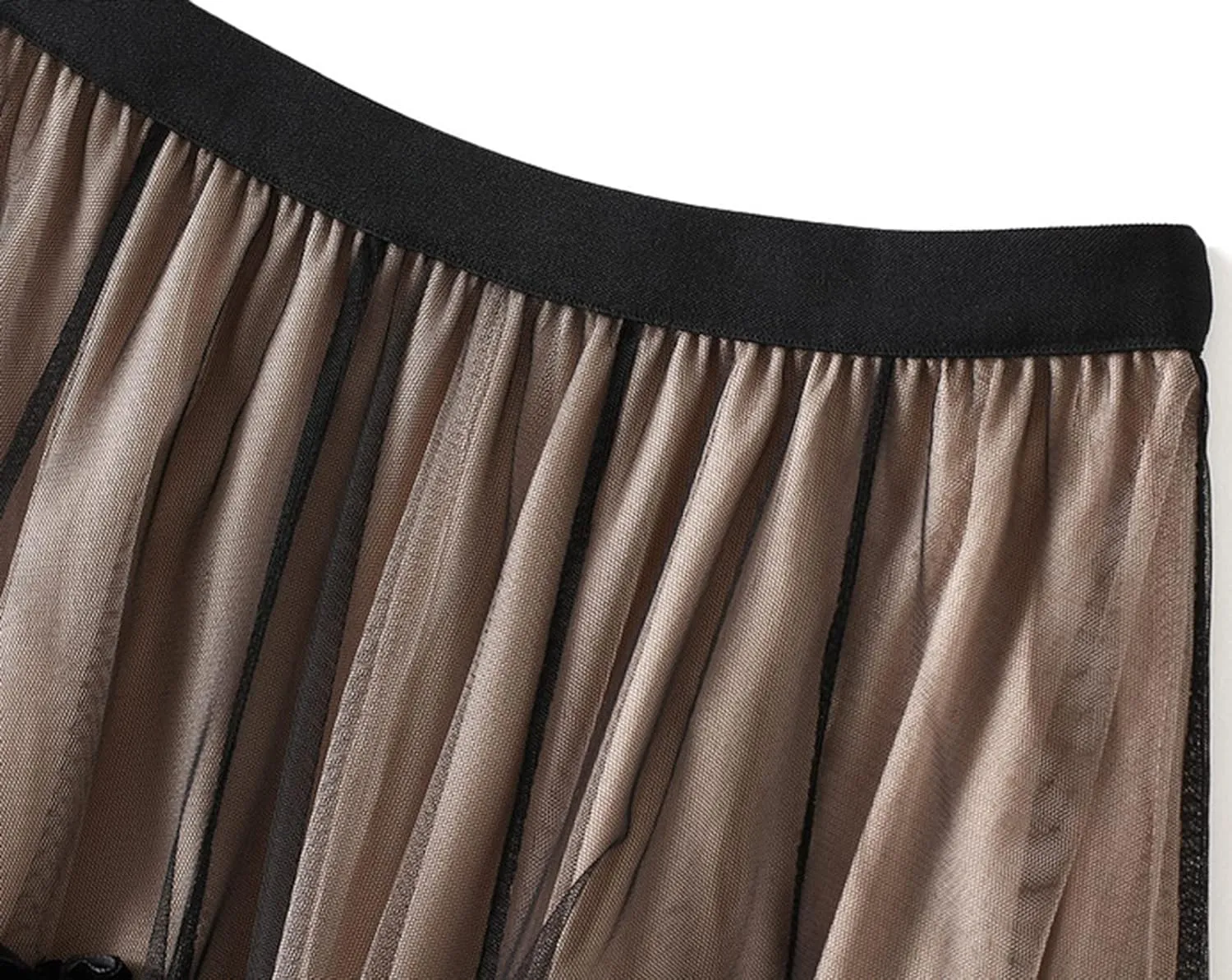 Tulle Skirts for Women, High Waist Double-Layered Mesh Pleated Midi Skirts