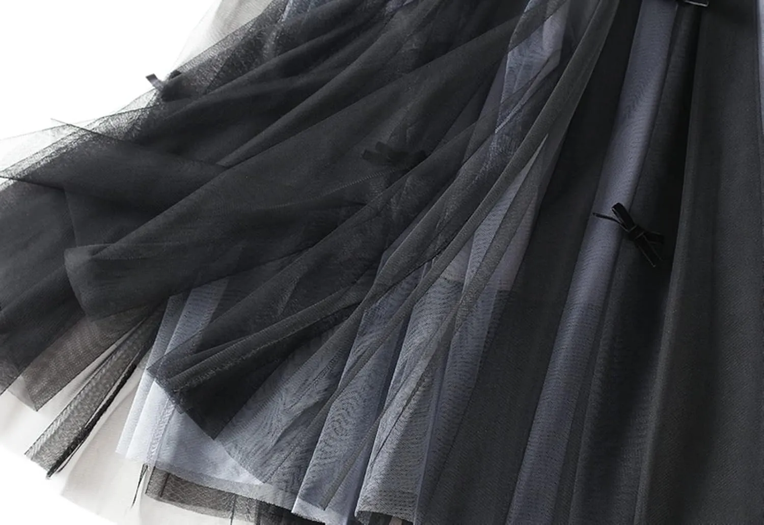 Tulle Skirts for Women, High Waist Double-Layered Mesh Pleated Midi Skirts
