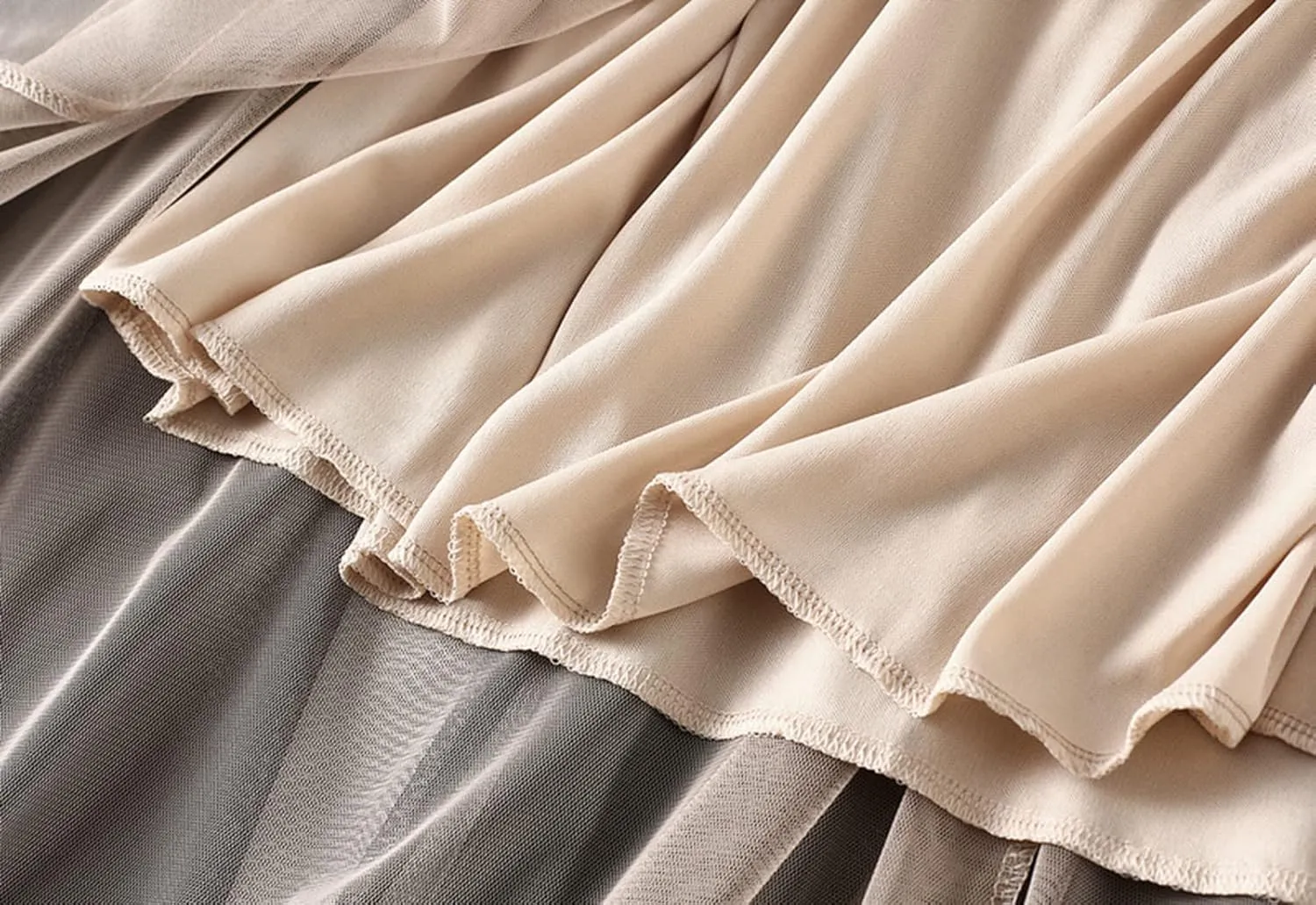 Tulle Skirts for Women, High Waist Double-Layered Mesh Pleated Midi Skirts