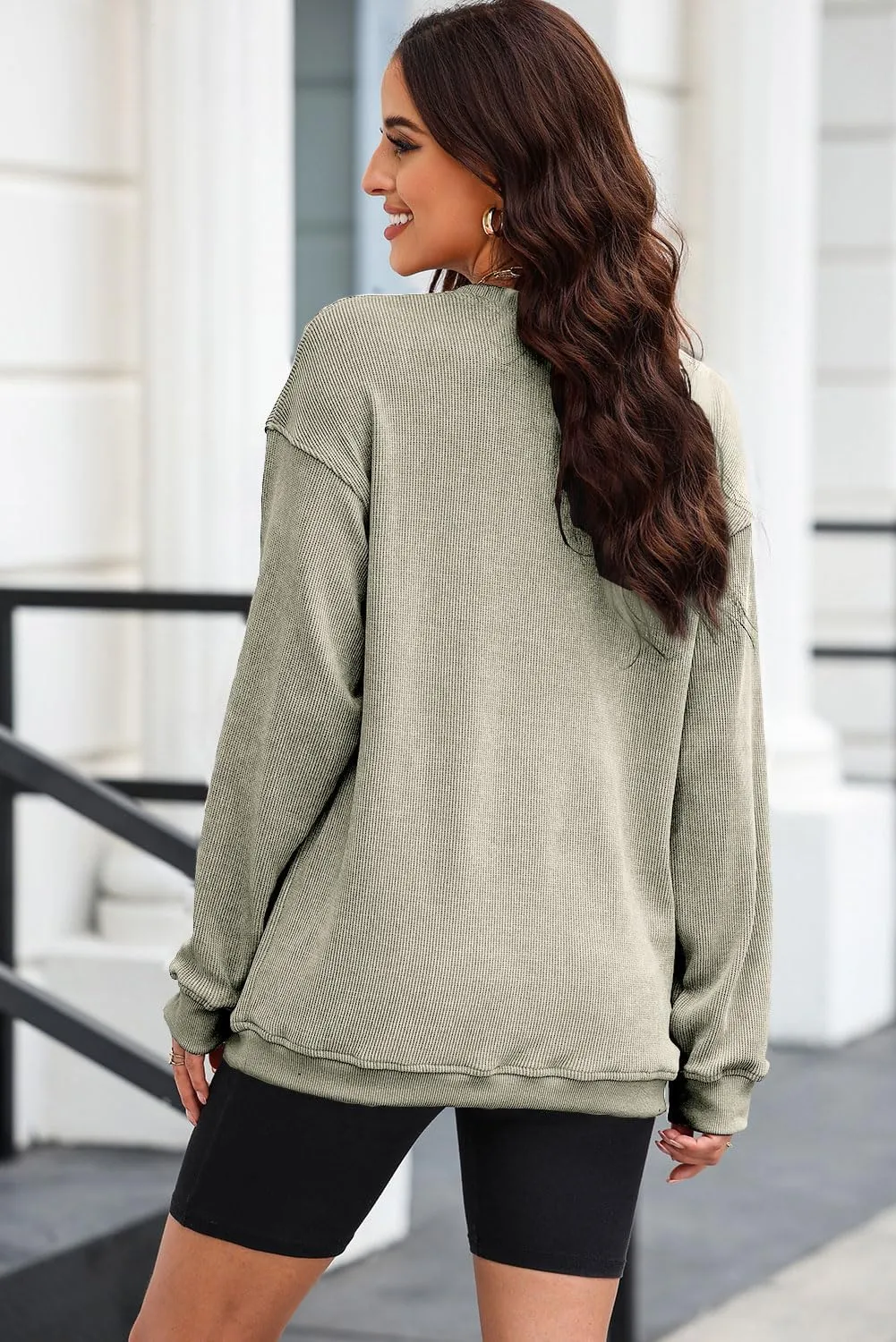 Urchics Womens Oversized Sweatshirts Sequin Rugby Football Graphic Corded Baggy Sweatshirt