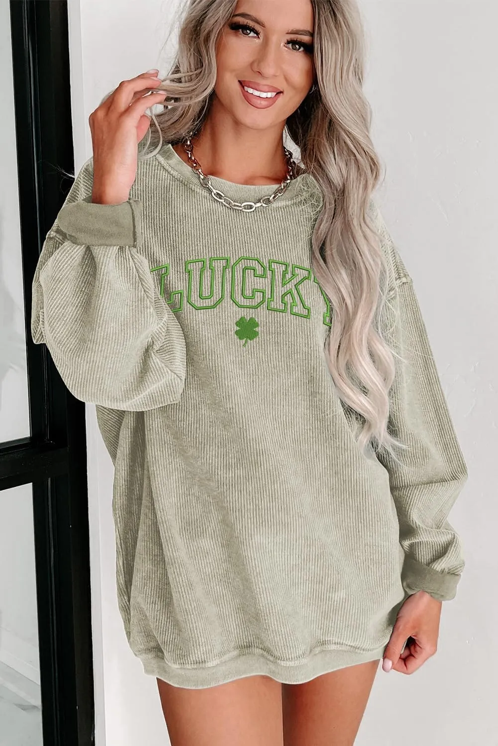 Urchics Womens Oversized Sweatshirts Sequin Rugby Football Graphic Corded Baggy Sweatshirt