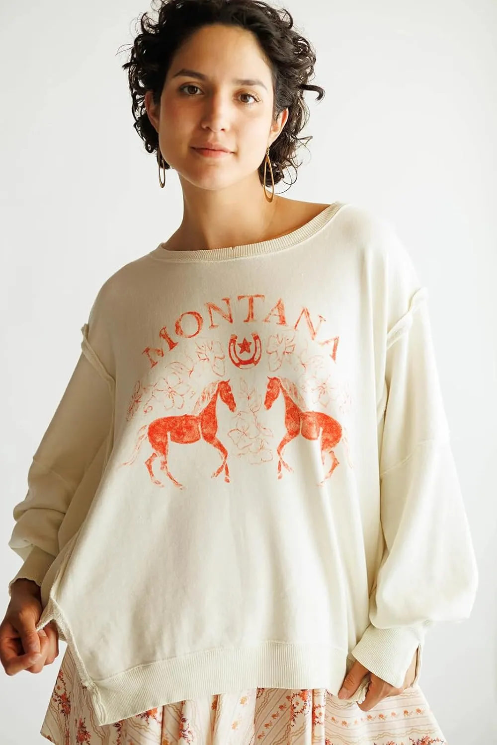 utcoco Oversized Sweatshirt for Women Letter Graphic Crew Neck Long Sleeve Shirts Fashion Hoodies Tops