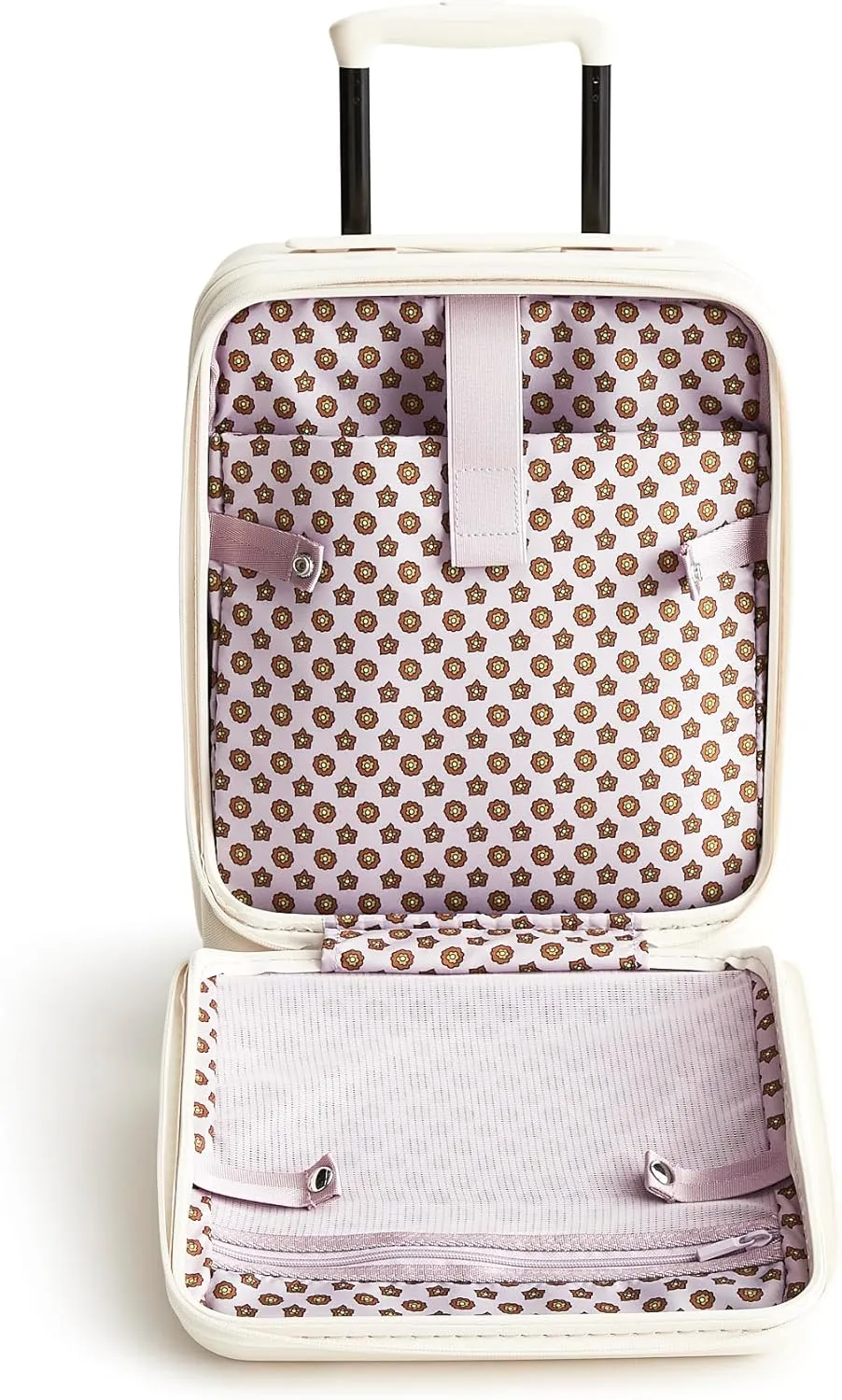 Vera Bradley Women's Hardside Luggage 17 Inch Adair Underseat Roller, Cottage Cream, One Size