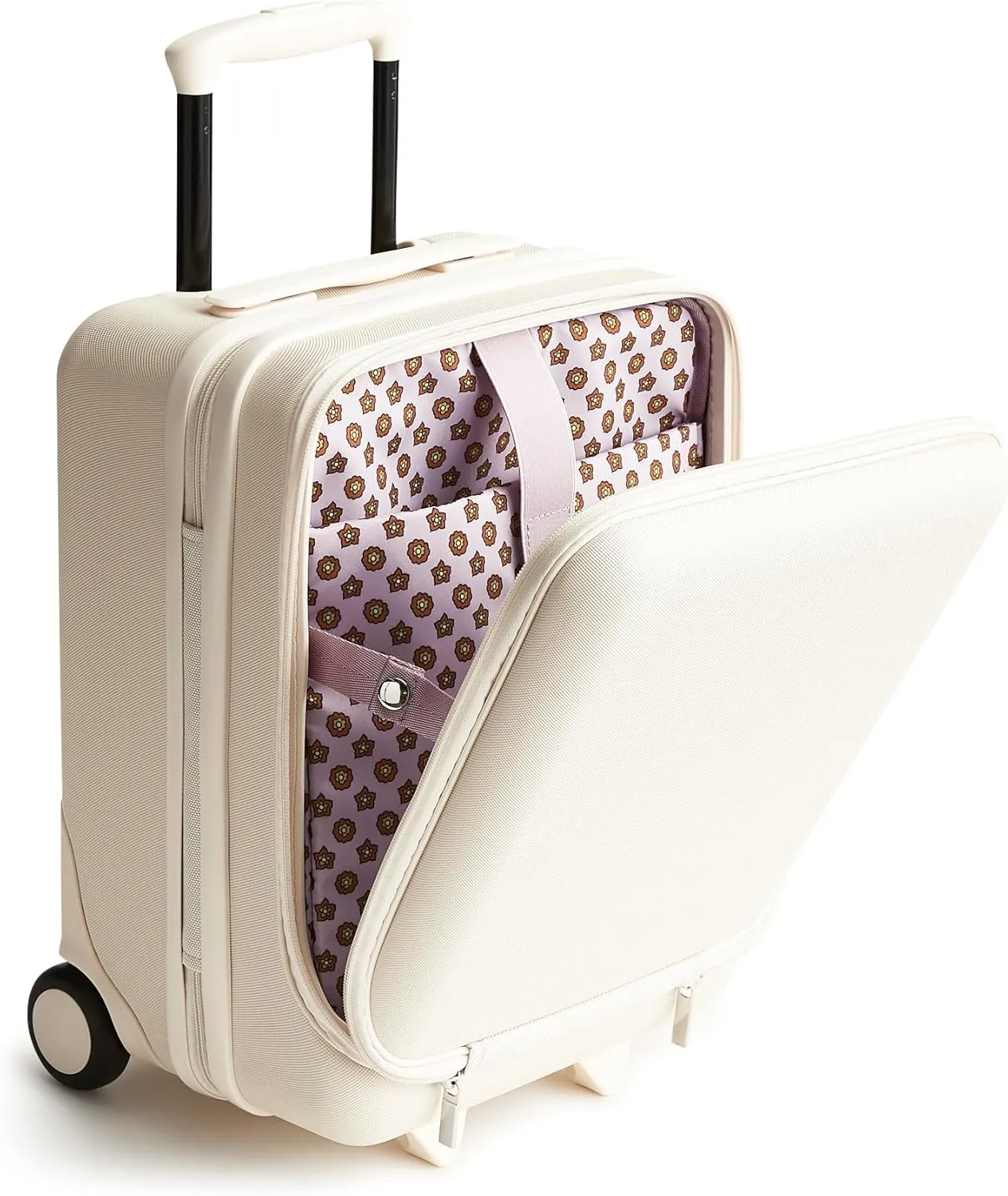 Vera Bradley Women's Hardside Luggage 17 Inch Adair Underseat Roller, Cottage Cream, One Size