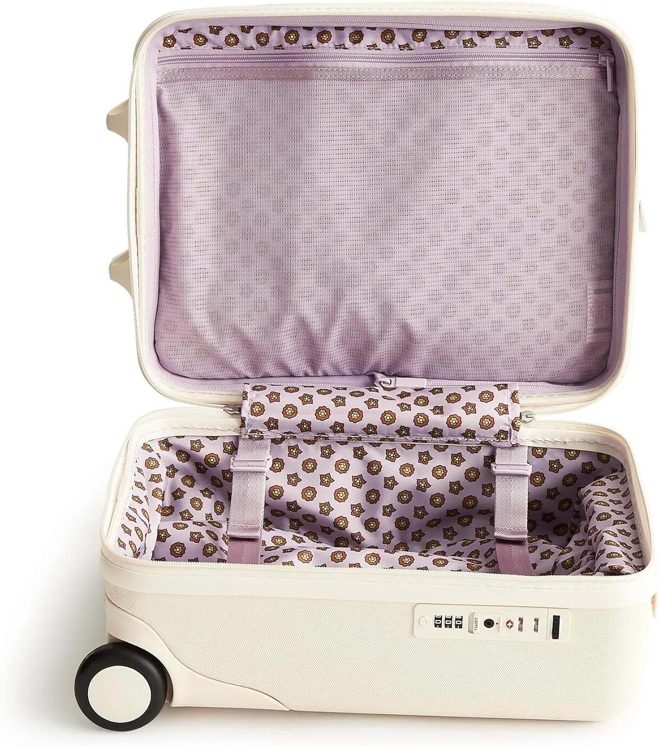 Vera Bradley Women's Hardside Luggage 17 Inch Adair Underseat Roller, Cottage Cream, One Size