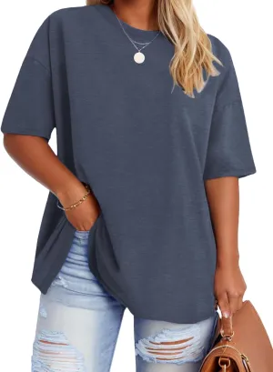 VISLILY Plus-Size-Tops for Women Casual Short Sleeve T Shirts Summer Crew Neck Tees Oversized Comfy Loose Fit Tunics XL-5XL