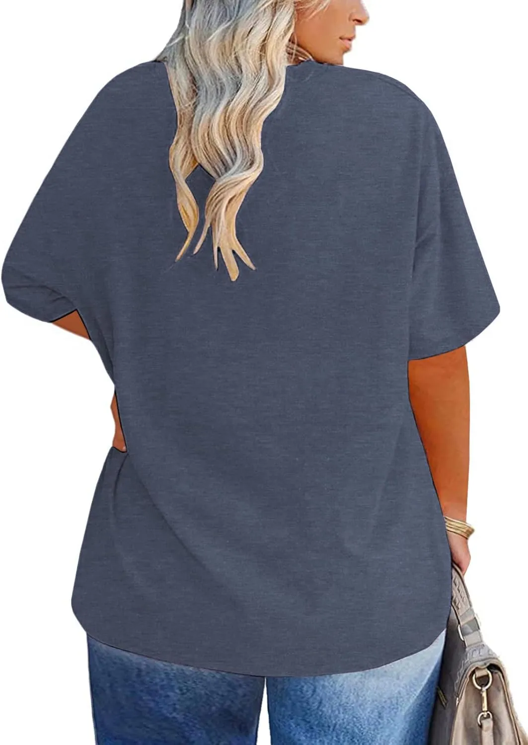 VISLILY Plus-Size-Tops for Women Casual Short Sleeve T Shirts Summer Crew Neck Tees Oversized Comfy Loose Fit Tunics XL-5XL