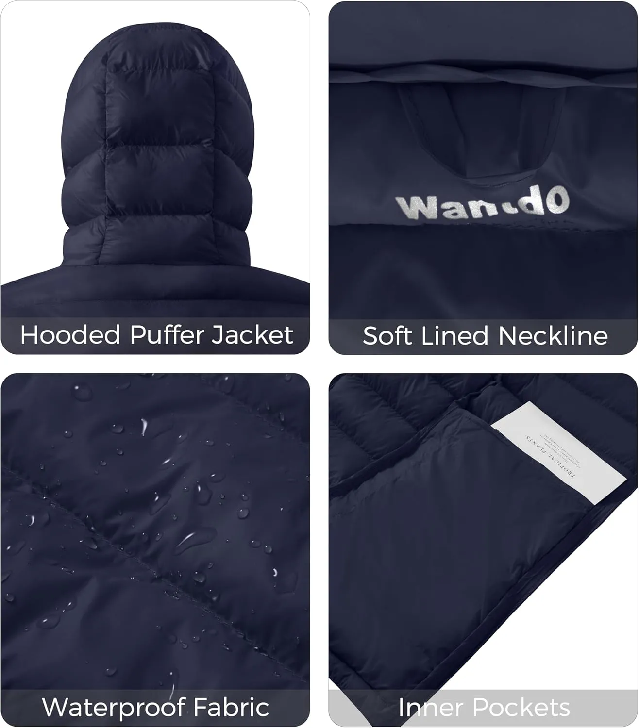wantdo Men's Lightweight Winter Jackets Warm Puffer Jacket Quilted Winter Coat with Hood