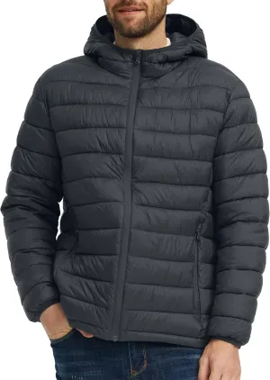 wantdo Men's Lightweight Winter Jackets Warm Puffer Jacket Quilted Winter Coat with Hood