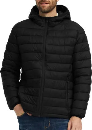 wantdo Men's Lightweight Winter Jackets Warm Puffer Jacket Quilted Winter Coat with Hood