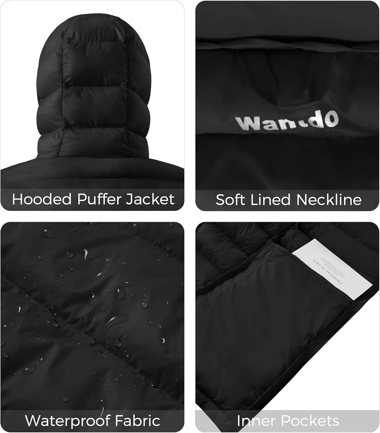 wantdo Men's Lightweight Winter Jackets Warm Puffer Jacket Quilted Winter Coat with Hood