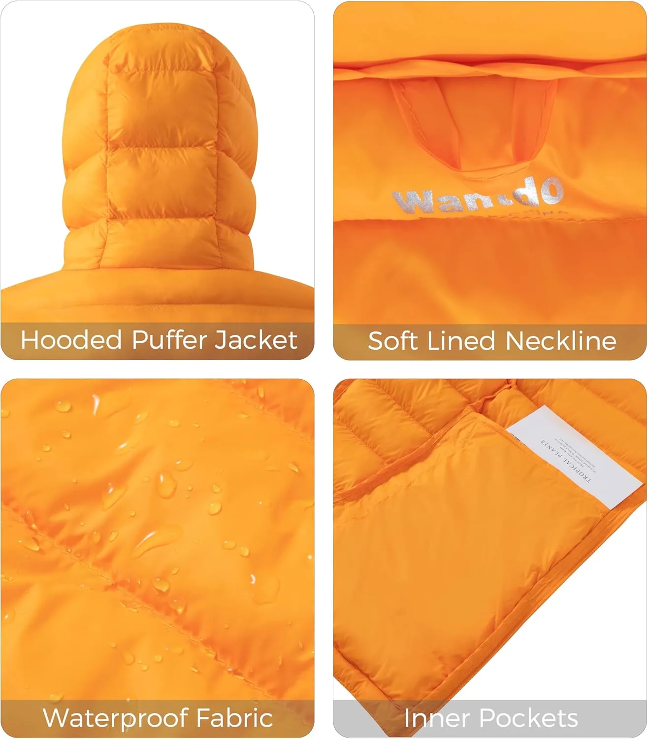 wantdo Men's Lightweight Winter Jackets Warm Puffer Jacket Quilted Winter Coat with Hood