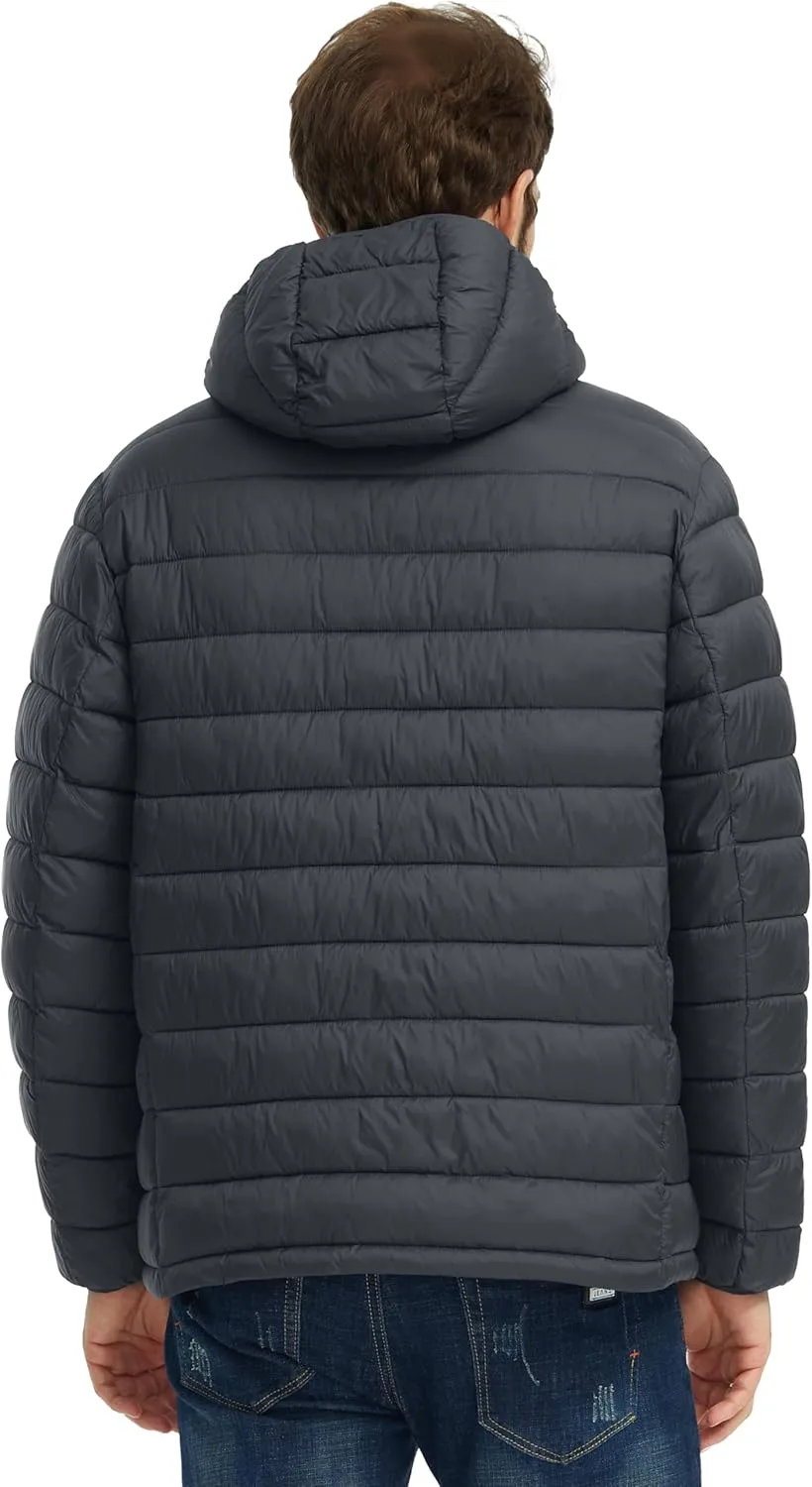 wantdo Men's Lightweight Winter Jackets Warm Puffer Jacket Quilted Winter Coat with Hood