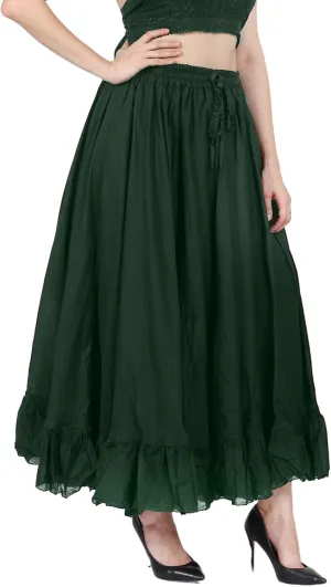 Wevez Maxi Skirt for Women Girls Elastic Waist Long Flowy Bohemian Cotton Casual Summer Beach Holiday