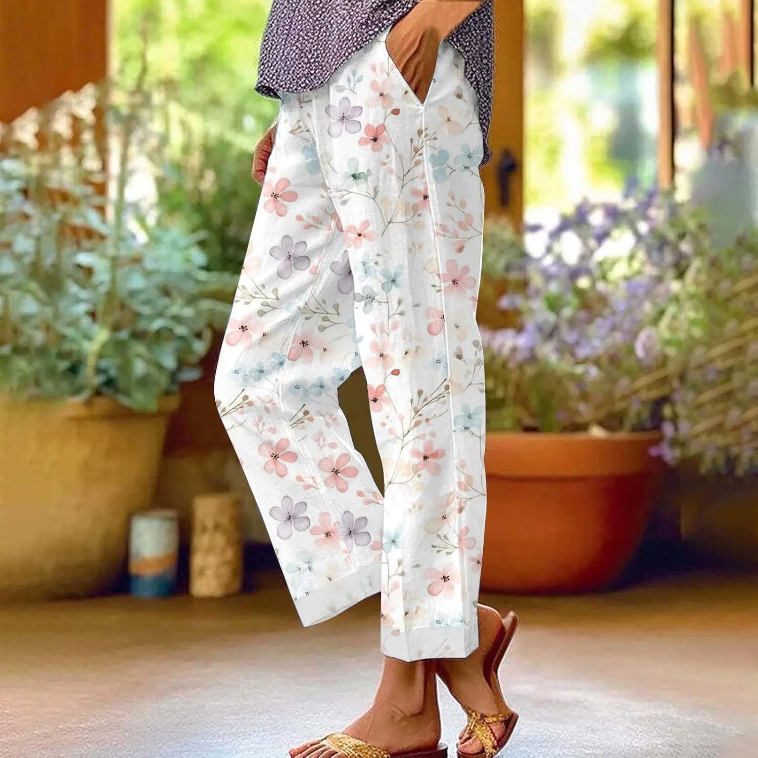 Wide Leg Linen Pant Suit Spring Light Weight Hiking Pants for Women Summer Wide Leg Flowy Pants Petite