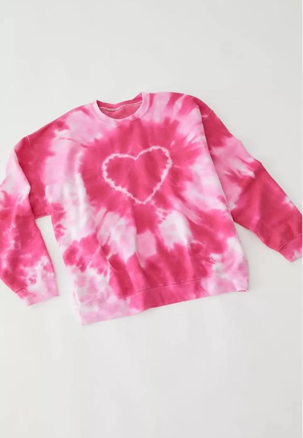Winioder Women Y2K Heart Tie Dye Oversized Sweatshirt Long Sleeve Crewneck Color Block Pullover Tops Casual Loose Sweatshirts