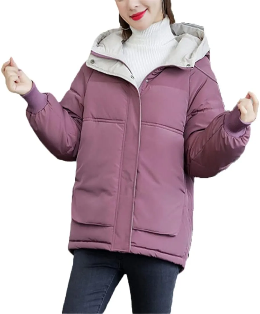 Winter Women Coat Hooded Short Jackets Cotton Padded Parka Outwear Thick Warm Coats