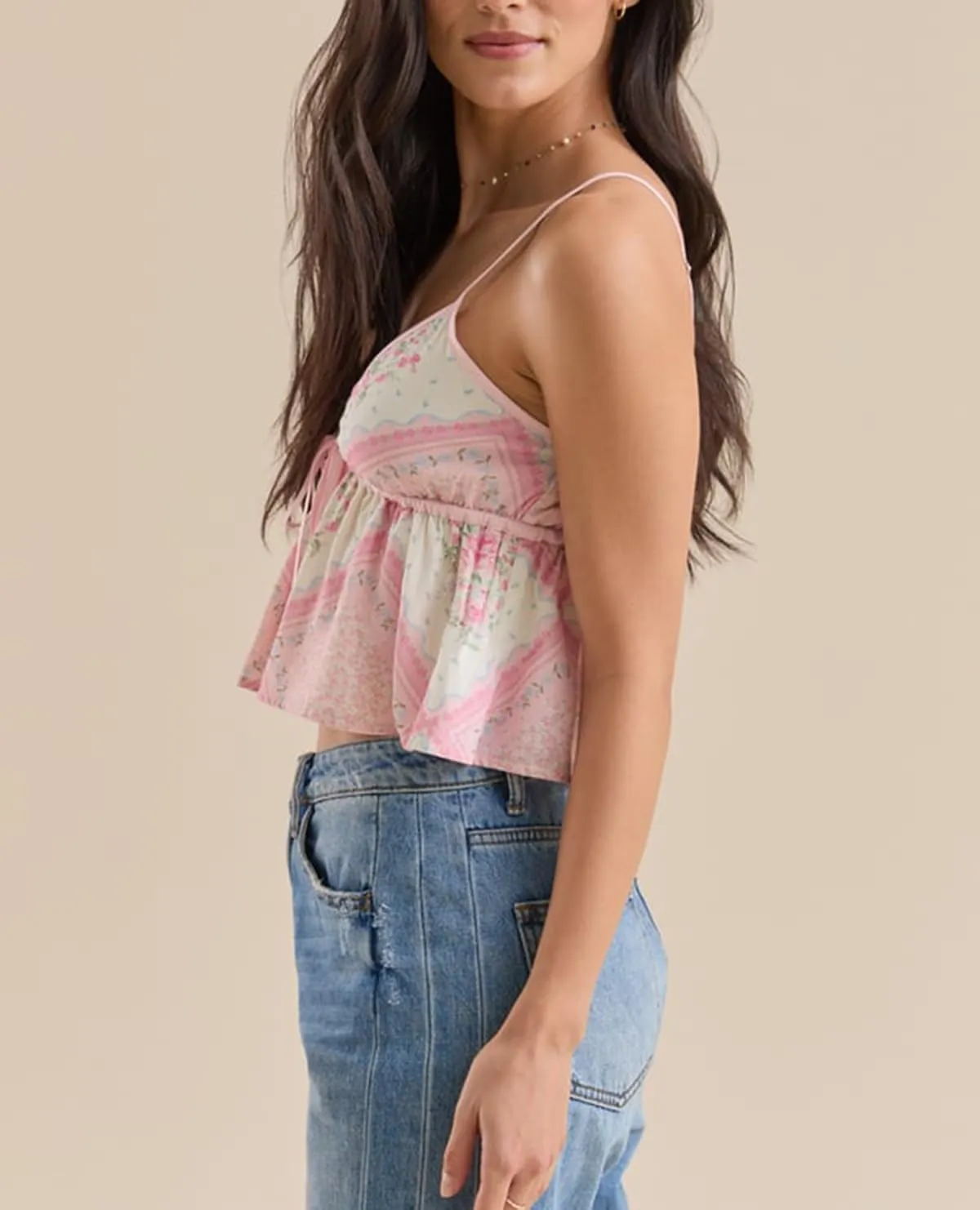 Women Babydoll Camisoles Cute V Neck Backless Ruffle Hem Peplum Cami Top Summer Vacation Tops for Teen Girls