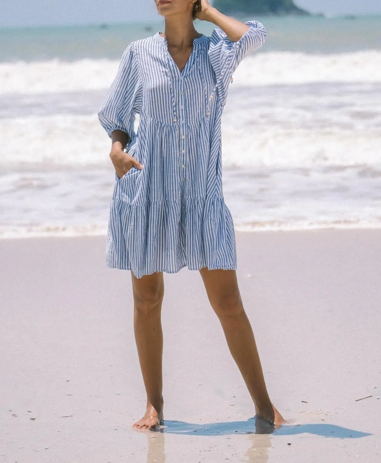 Women Bohemian Floral Mini Dress Puff Sleeve Flowy Babydoll Dress V Neck Y2k Boho Summer Beach Sundress