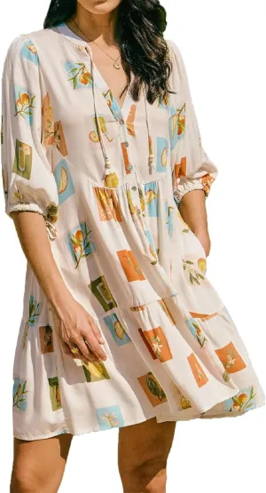 Women Bohemian Floral Mini Dress Puff Sleeve Flowy Babydoll Dress V Neck Y2k Boho Summer Beach Sundress