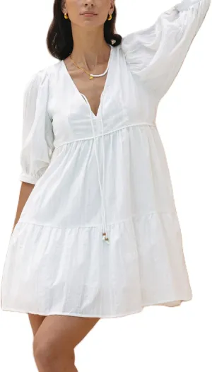 Women Bohemian Floral Mini Dress Puff Sleeve Flowy Babydoll Dress V Neck Y2k Boho Summer Beach Sundress