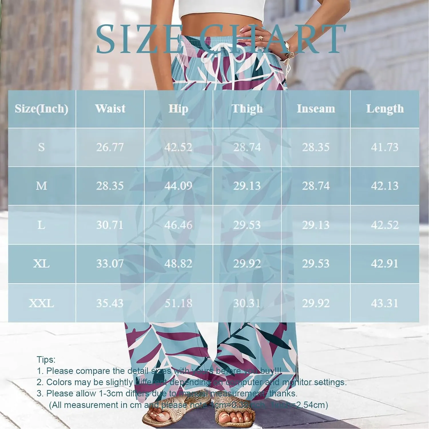Women Casual Summer Boho Palazzo Pants High Waist Wide Leg Floral Beach Vacation Trousers with Pockets