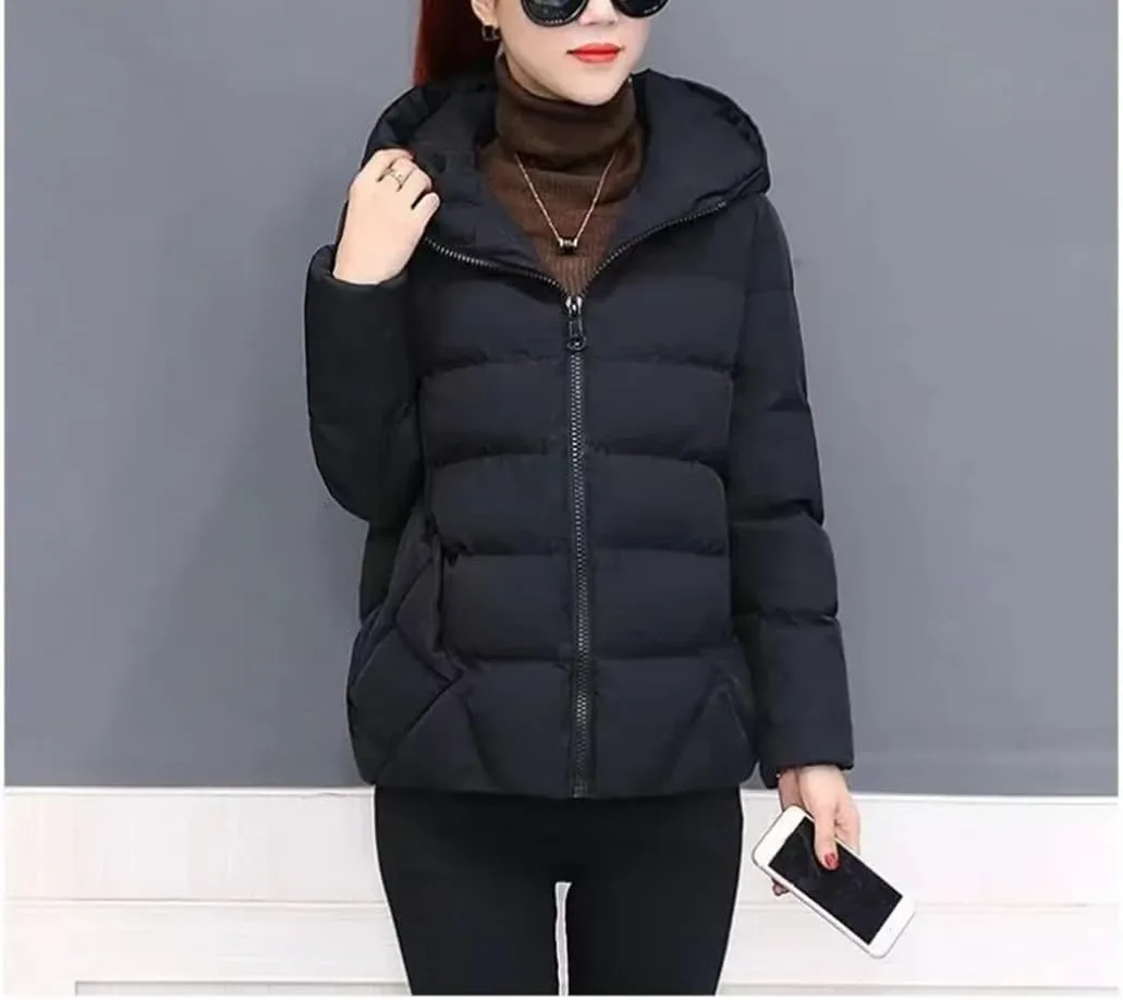 Women Down Cotton Padded Coat Autumn Winter Slim Short Hooded Warm Thicken Jackets