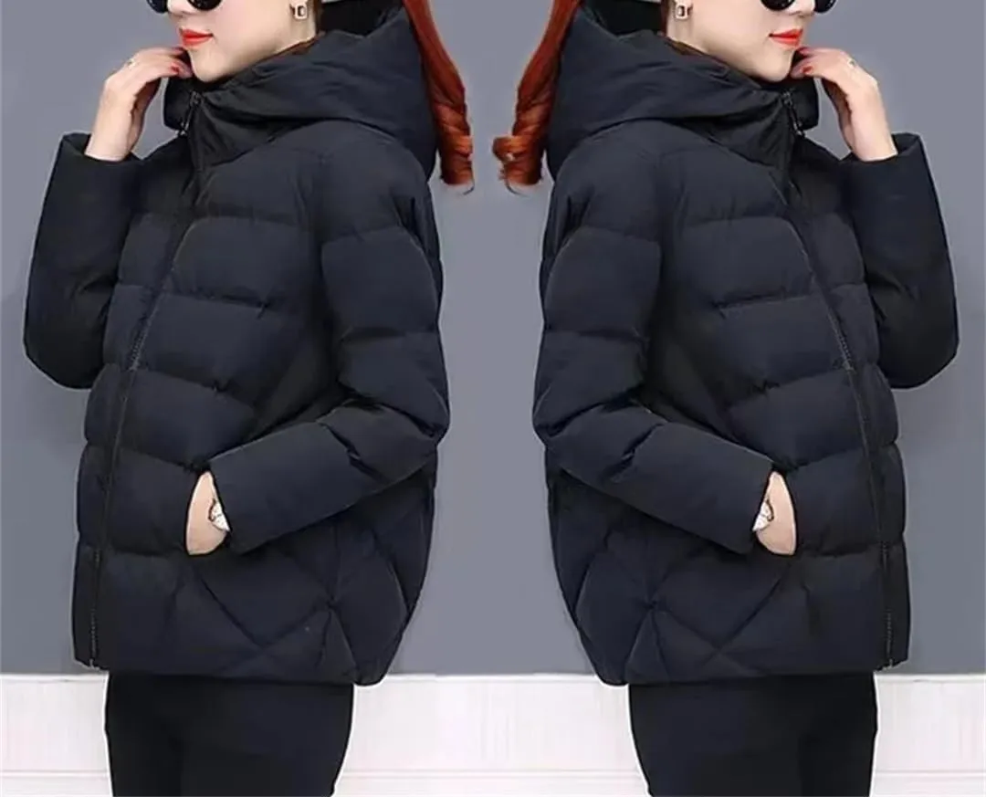 Women Down Cotton Padded Coat Autumn Winter Slim Short Hooded Warm Thicken Jackets