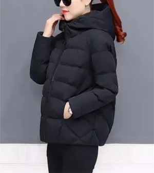 Women Down Cotton Padded Coat Autumn Winter Slim Short Hooded Warm Thicken Jackets
