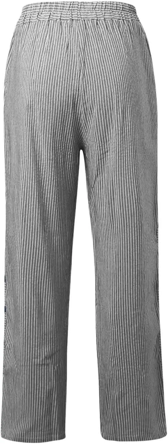 Women Linen Palazzo Pants Summer Boho Wide Leg High Waist Casual Lounge Pant Beach Travel Vacation Outfits