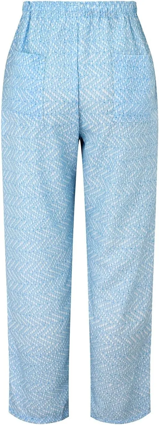 Women Linen Pants Waist Pants Drawstring Capri Pants with Pockets Wide Leg Cropped Elastic High Waist Comfy Loose
