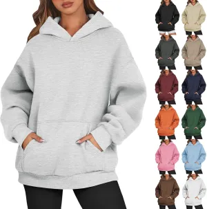 Women Oversized Hoodie Fleece Sweatshirts with Pockets Casual Loose Y2K Hoodie Long Sleeve Comfort Colors Sweatshirts