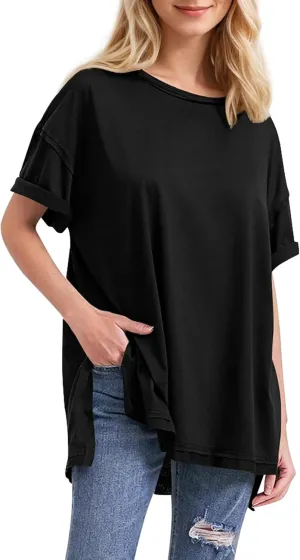 Women Oversized T-Shirt Crew Neck Loose Fit Short Sleeve Tops Summer Casual Blouse Y2K 2025 Basic Top Tees