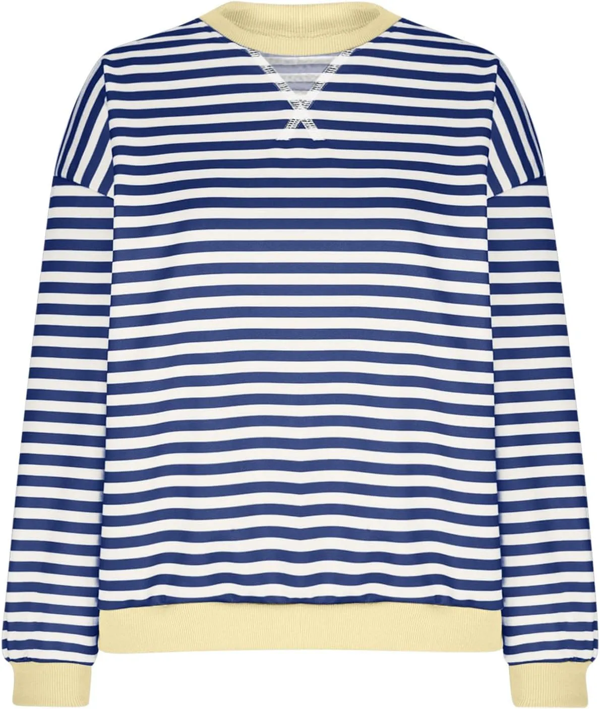Women Striped Oversized Sweatshirt Long Sleeve Crewneck Hoodies Shirts 2024 Fall Pullover Top Trendy Preppy Clothes