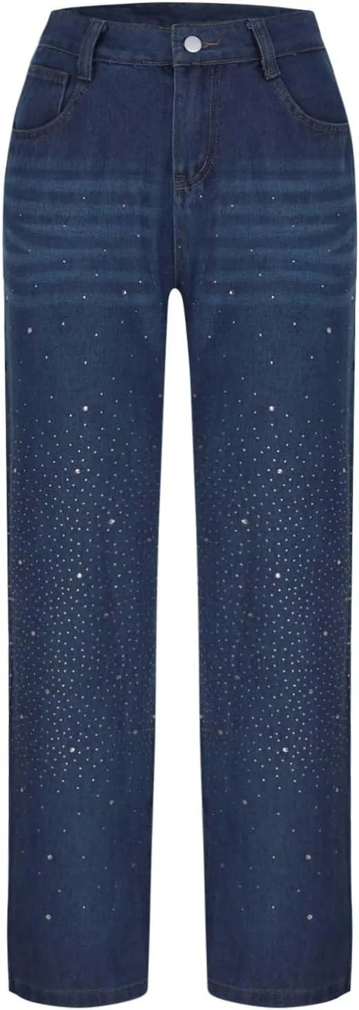 Women Wide Leg Jeans Casual Baggy Stretchy Bootcut Boyfriend Denim Pants Trendy High Waisted y2k Long Trousers