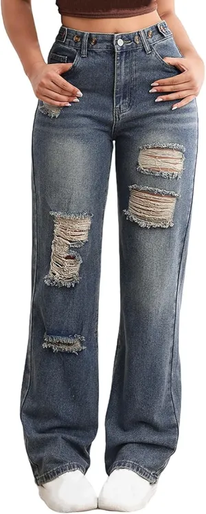 Women Wide Leg Jeans Casual Baggy Stretchy Bootcut Boyfriend Denim Pants Trendy High Waisted y2k Long Trousers