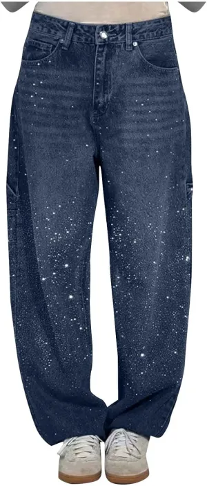 Women Wide Leg Jeans Casual Baggy Stretchy Bootcut Boyfriend Denim Pants Trendy High Waisted y2k Long Trousers