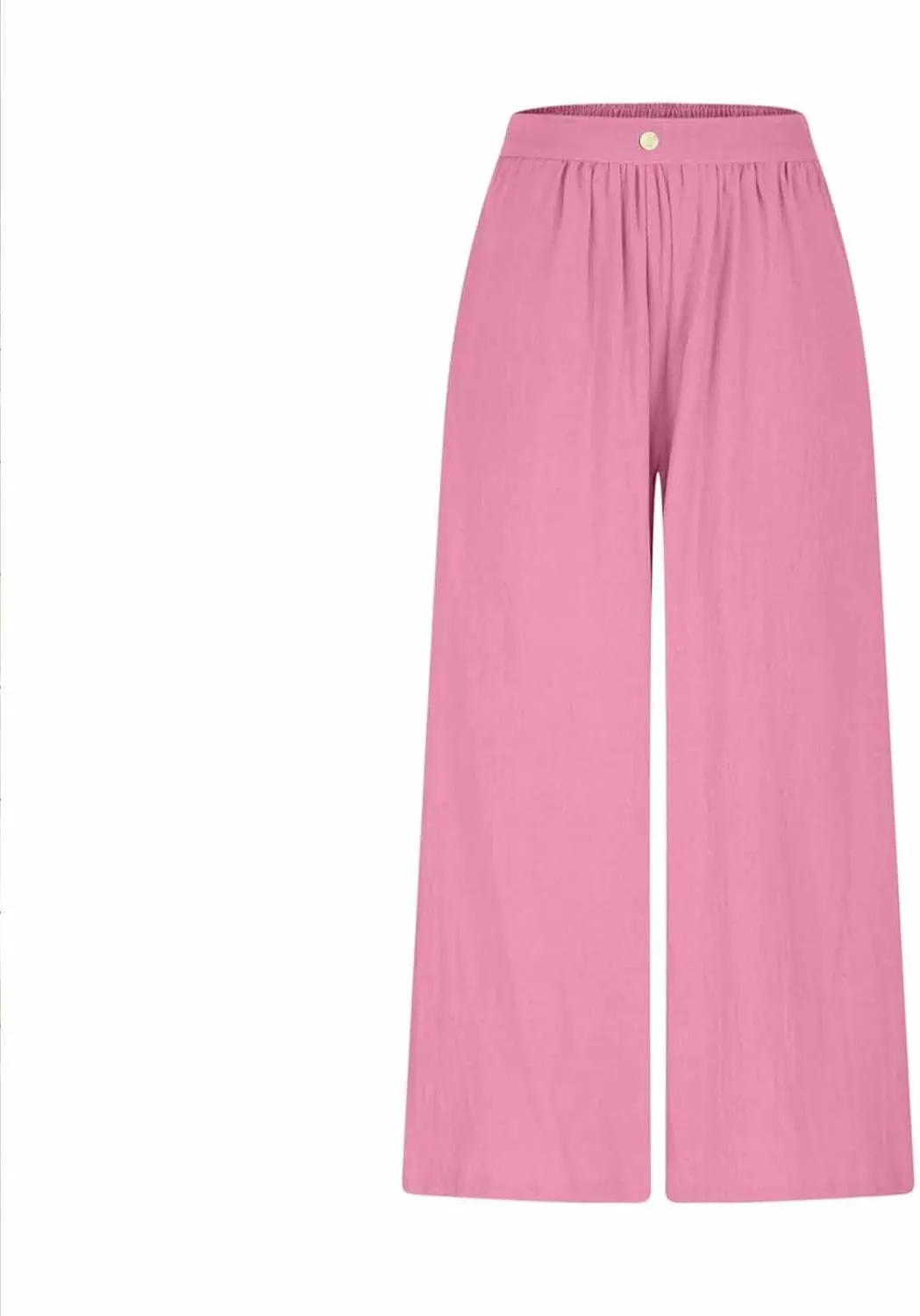 Womens Capri Pants with Pockets 2025 Summer Casual Wide Leg Trousers Cotton Linen Loose Lightweight Beach Pants Light Blue 2X