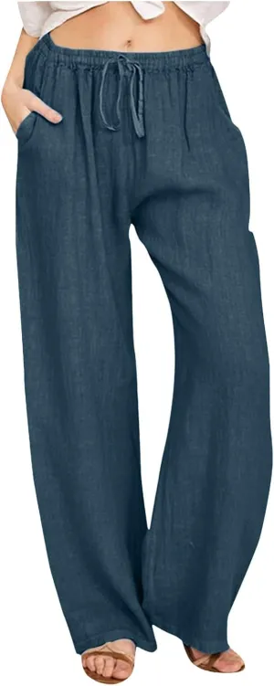 Womens Cargo Sweatpants Winter Wide Sports Jeans with Pockets Elastic Waist Elastic Waist