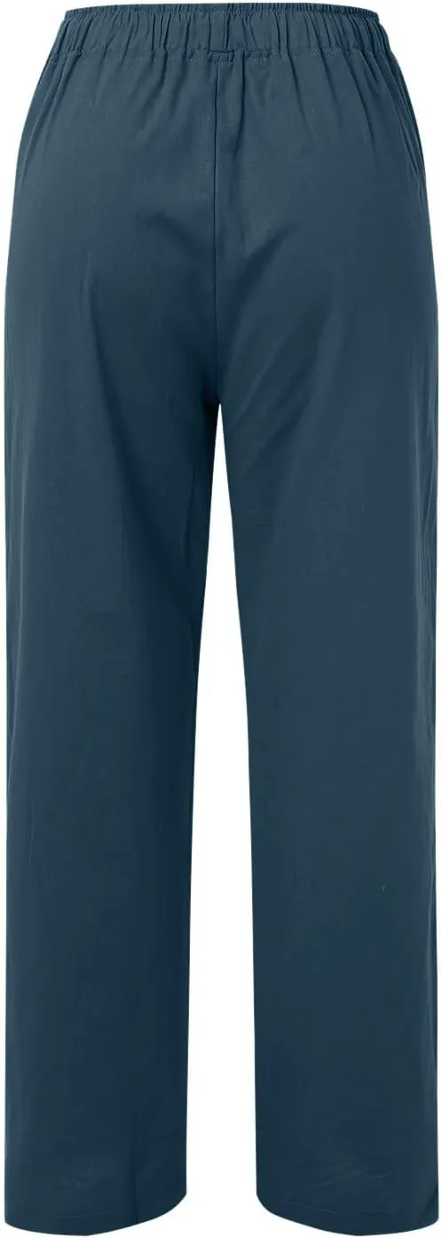 Womens Cargo Sweatpants Winter Wide Sports Jeans with Pockets Elastic Waist Elastic Waist
