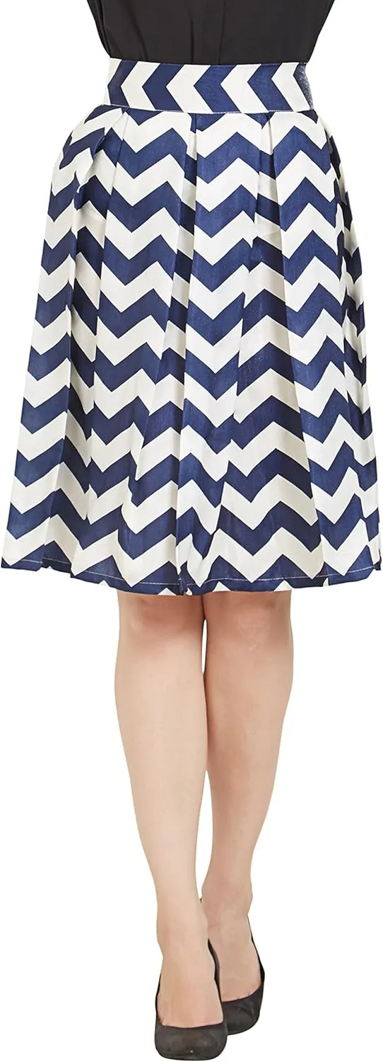 Women's Casual Pleated Vintage Mini Skater Skirt Flared Retro Grid Print A-Line Midi Skirts