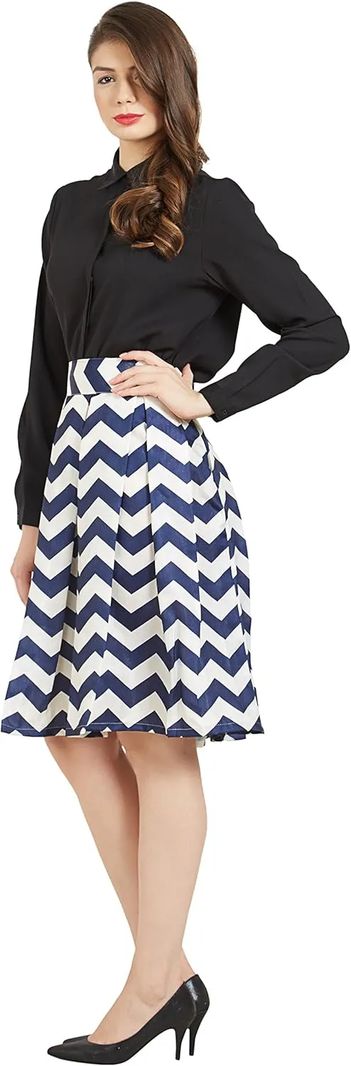 Women's Casual Pleated Vintage Mini Skater Skirt Flared Retro Grid Print A-Line Midi Skirts