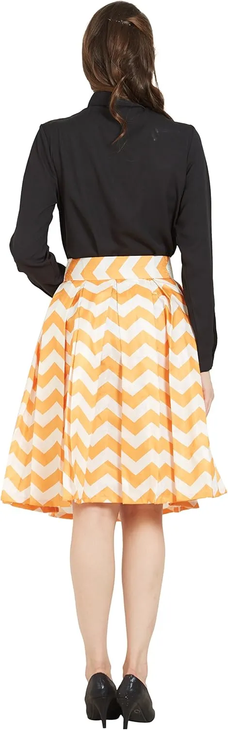 Women's Casual Pleated Vintage Mini Skater Skirt Flared Retro Grid Print A-Line Midi Skirts