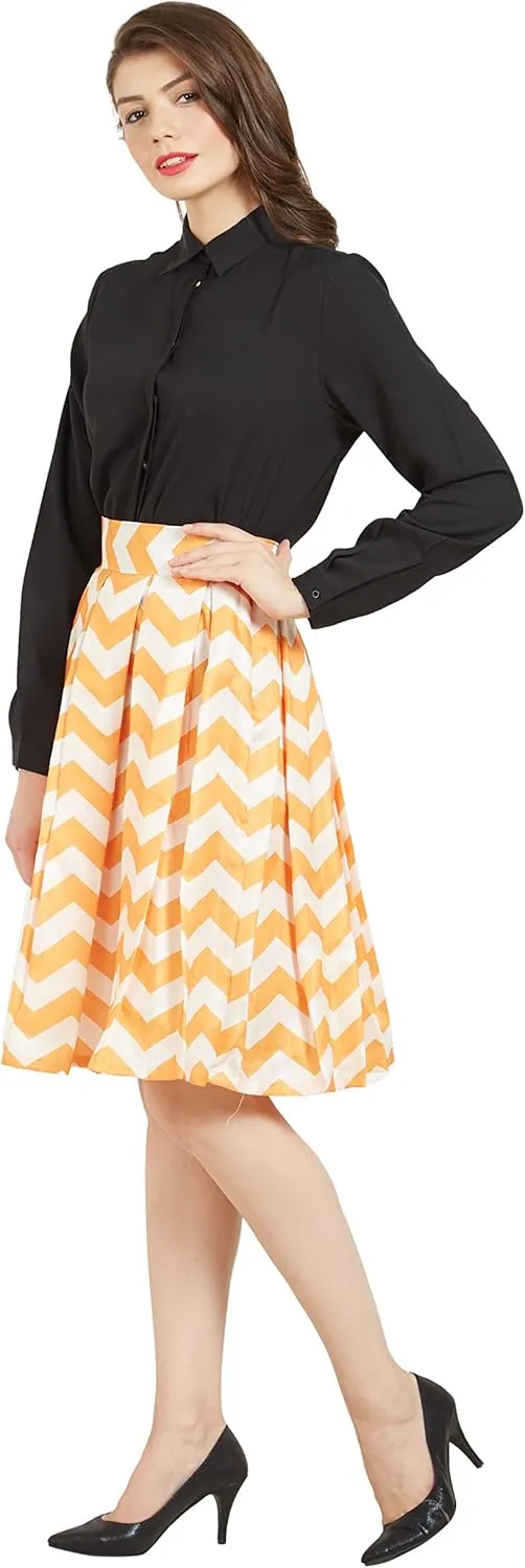 Women's Casual Pleated Vintage Mini Skater Skirt Flared Retro Grid Print A-Line Midi Skirts