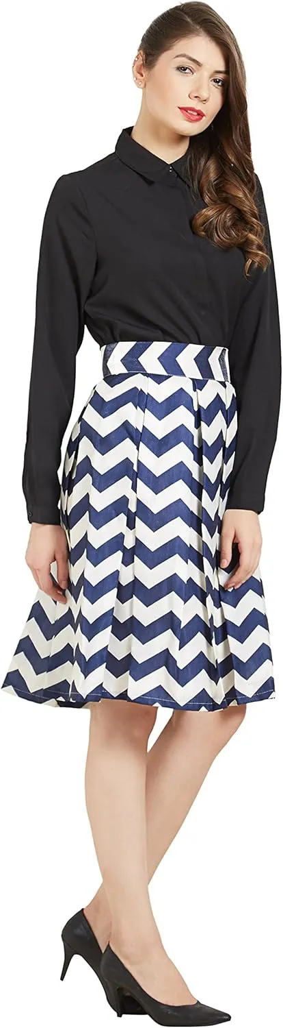 Women's Casual Pleated Vintage Mini Skater Skirt Flared Retro Grid Print A-Line Midi Skirts
