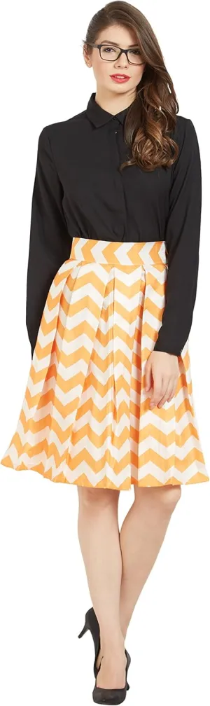 Women's Casual Pleated Vintage Mini Skater Skirt Flared Retro Grid Print A-Line Midi Skirts