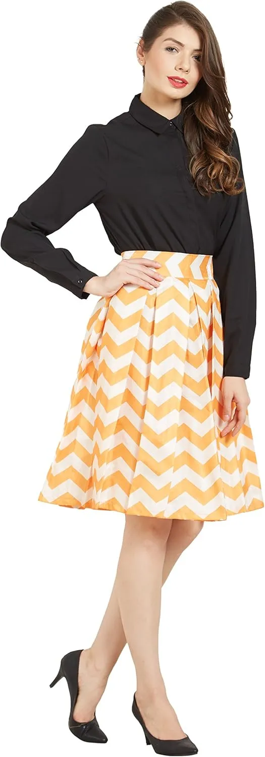 Women's Casual Pleated Vintage Mini Skater Skirt Flared Retro Grid Print A-Line Midi Skirts