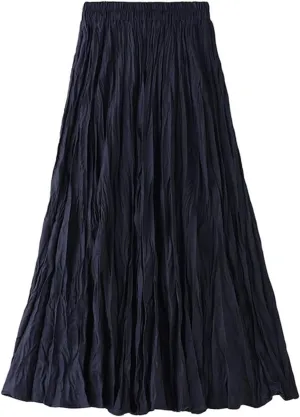 Women's Elastic Waist Midi Skirt Ruffles Pleated Fairy Grunge Skirt Y2k Skirts