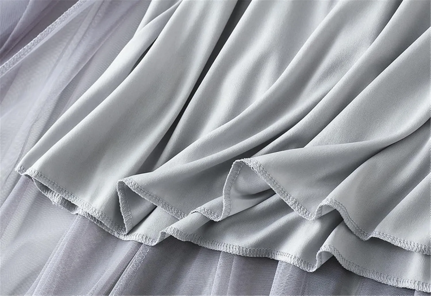 Women's Elastic Waist Ruffle Pleated Midi Skirt Solid Tutu Tulle Skirts