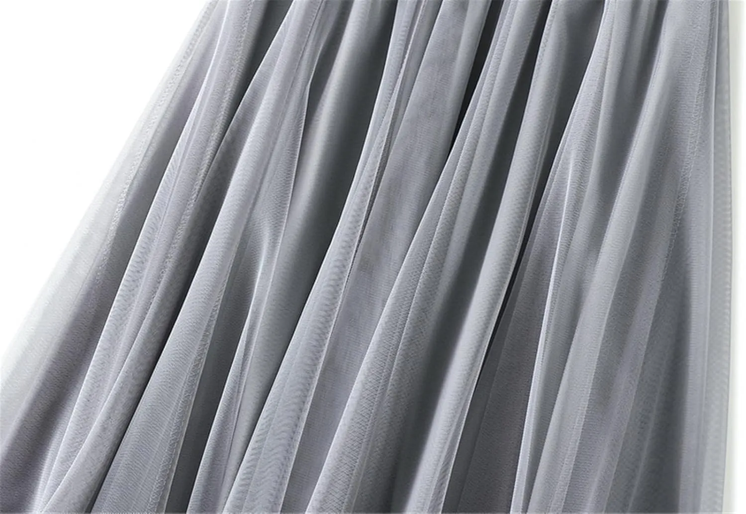 Women's Elastic Waist Ruffle Pleated Midi Skirt Solid Tutu Tulle Skirts